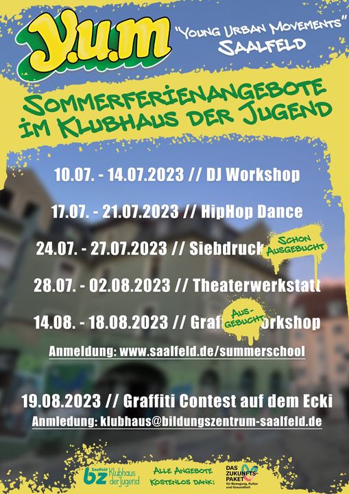 Sommerferienangebote im Klubhaus der Jugend