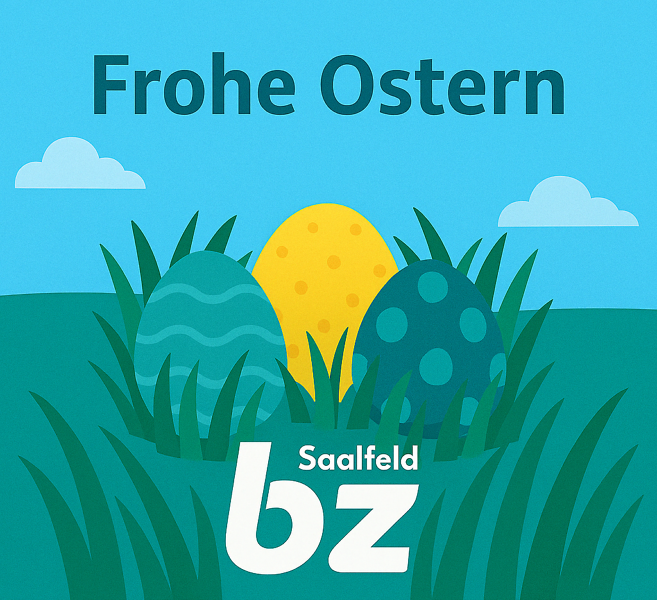 Karte Frohe Ostern mit 3 Eiern