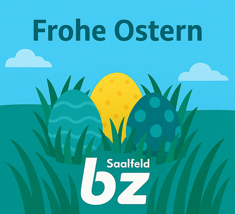 Karte Frohe Ostern mit 3 Eiern