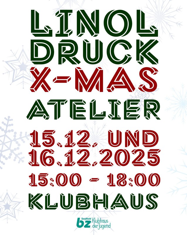 Linoldruck X-Mas Atelier 15.-16.12.26 15-18Uhr Klubhaus