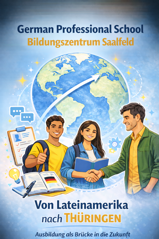 3 Menschen als Logo German Professional School  Von Lateinamerika nach Thüringen